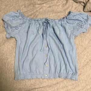 Blue Off the Shoulder Top